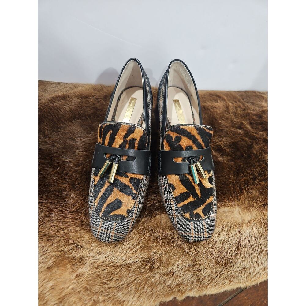 Louise et Cie Loafers Animal Print Tassel Block Heel Size 7M Women's Shoes.